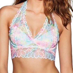 PINK rainbow halter bralette